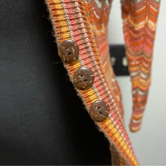 Ruby Rd. Multicolor Striped Scalloped Bottom Women's Boho Cardigan Size Small - Picture 3 of 8